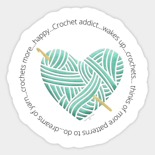 Crochet Addict Heart Sticker